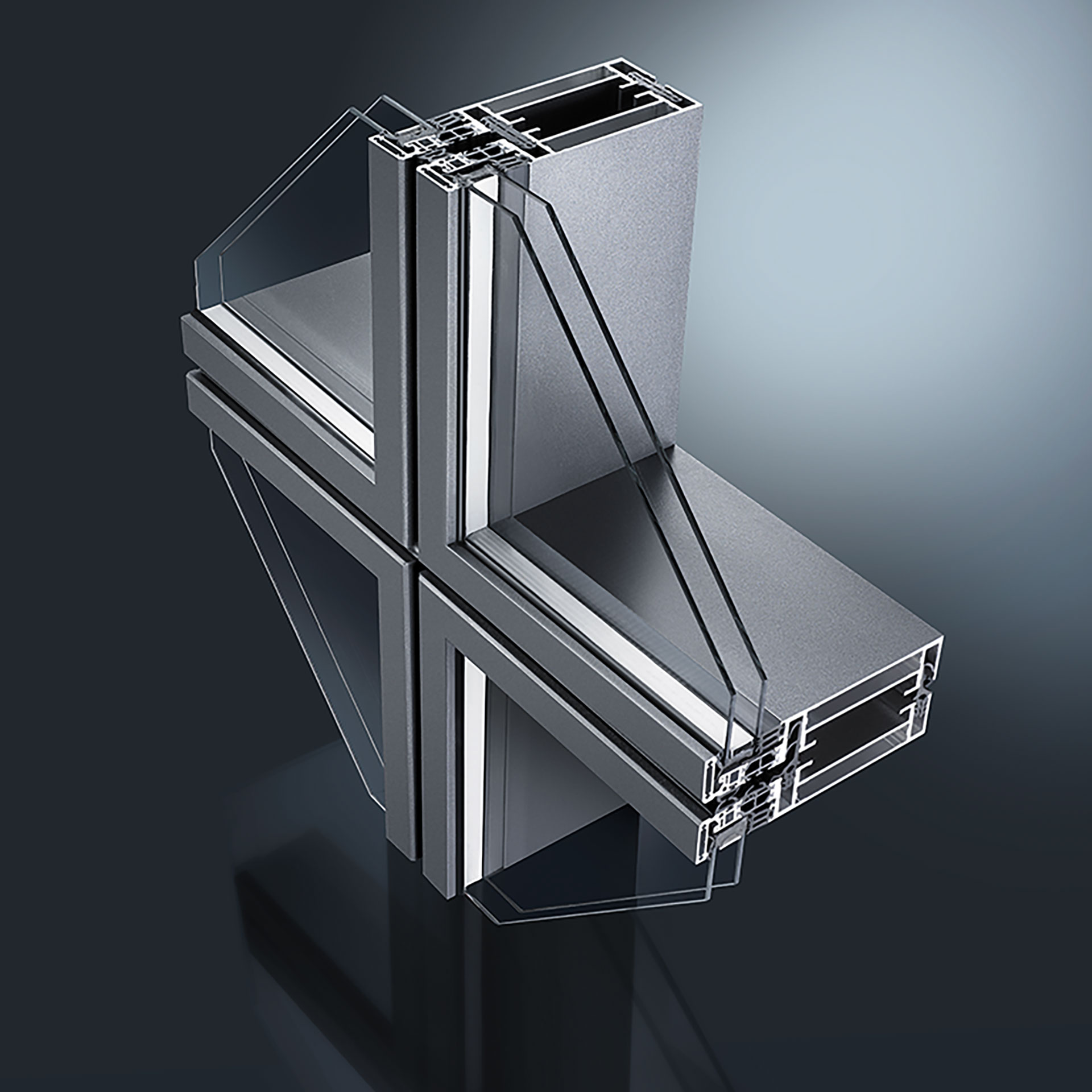 Profilserie zur Herstellung von Fassaden-Konstruktionen aus stranggepressten Aluminiumprofilen. Als Sonderkonstruktionen EF68+ für Objektlösungen mit optimierten Isolatoren und Dichtungen zur Aufnahme von Glasstärken bis zu 52 mm.