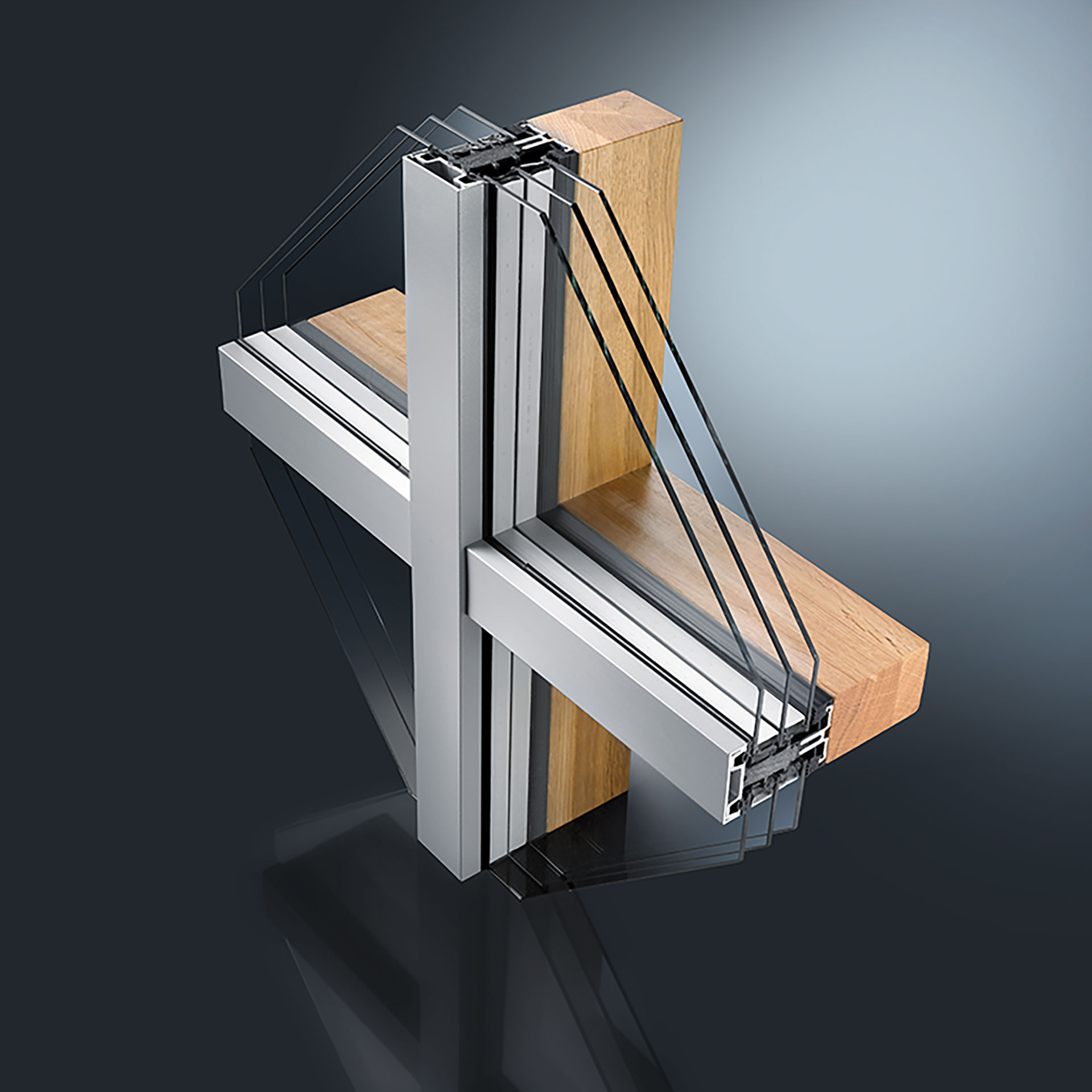 Kombiniert mit dem Fenstersystem GUTMANN MIRA therm 08 ist das Pfosten-Riegel-Fassadensystem LARA GF durch Einbau eines hochwärmedämmenden Isolators für den Passivhaus-Fassadenbau geeignet. Auf Wunsch ist das System auch in Baubronze erhältlich.
